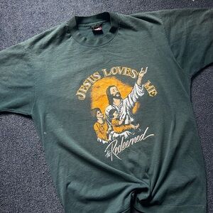 90s Green Jesus Graphic T-Shirt